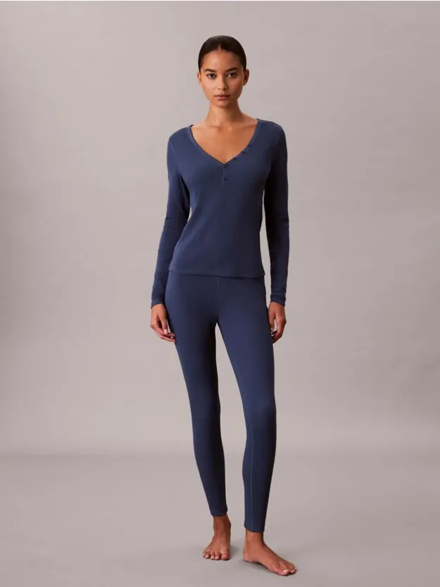 Dark Denim Lounge Leggings - Cotton Stretch Rib