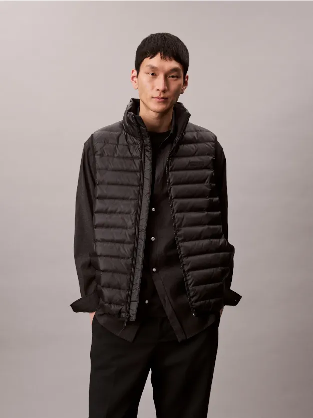 Black فيست منفوخ نايلون