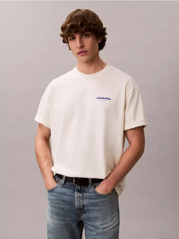 Snow White Flocked Logo Graphic Relaxed T-Shirt