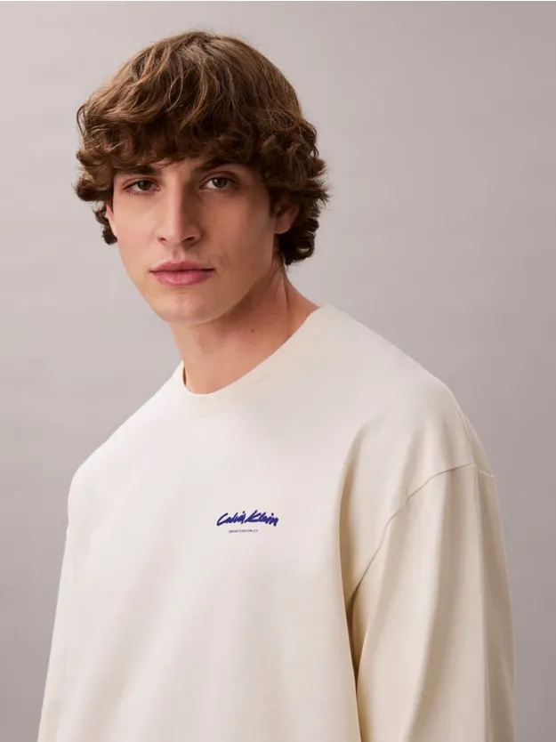 Snow White Flocked Graphic Logo Long Sleeve Tee